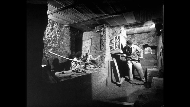 Workmen dig underneath the St. Peter's Basilica in Rome in 1950, during part of a years-long effort to excavate tombs and chambers under the Vatican. Life.com takes a look back at the process of unearthing below the Vatican as part of a then-exclusive coverage of the event by Life Magazine in 1950.<br /><br /><em>To learn more about the history of the papacy, watch the new CNN Original Series, </em><a href="index.php?page=&url=https%3A%2F%2Fwww.cnn.com%2Fshows%2Fpope"><em>"Pope: The Most Powerful Man in History,"</em></a><em> Sundays at 10 p.m. ET/PT.</em>