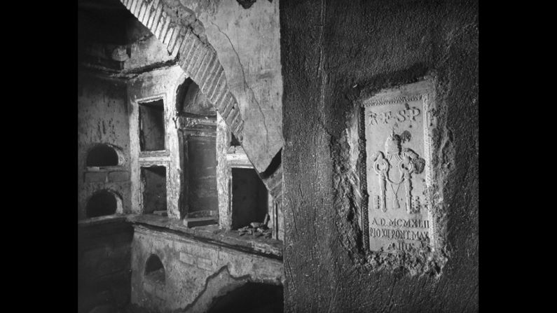 The oldest burial chamber, which was found during the excavation, is seen. <a href="index.php?page=&url=http%3A%2F%2Flife.time.com%2Fculture%2Fthe-vatican-unearthing-history-beneath-st-peters-1950-photos%2F%231" target="_blank" target="_blank">See more photos from the series</a>.