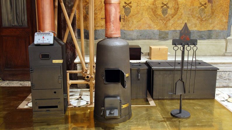 When the cardinals vote to elect the next pope, they burn their ballots. Here, furnaces sit ready in the Sistine Chapel on April 16, 2005.