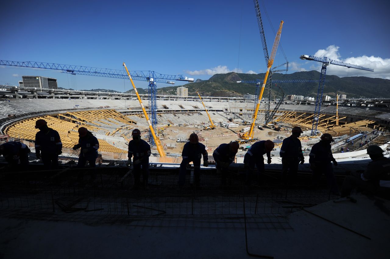 Picture taken during the refurbishment works held at the Mario Filho 'Maracana' stadium in Rio de Janeiro.