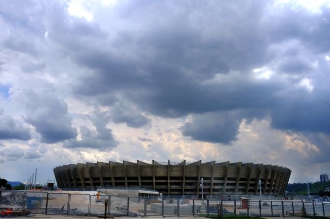 View of the Governador Magalhaes Pinto stadium during renovation works, in Belo Horizonte. The stadium will host both the Brazil 2013 FIFA Confederations Cup and the Brazil 2014 FIFA World Cup.