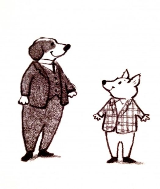 An early character illustration of Dixie (left) and his sidekick Percy from the forthcoming book "Dixie O'Day" written by Shirley Hughes and illustrated by her daughter Clara Vulliamy. It is the first time Shirley Hughes has had her work illustrated by anyone other than herself.