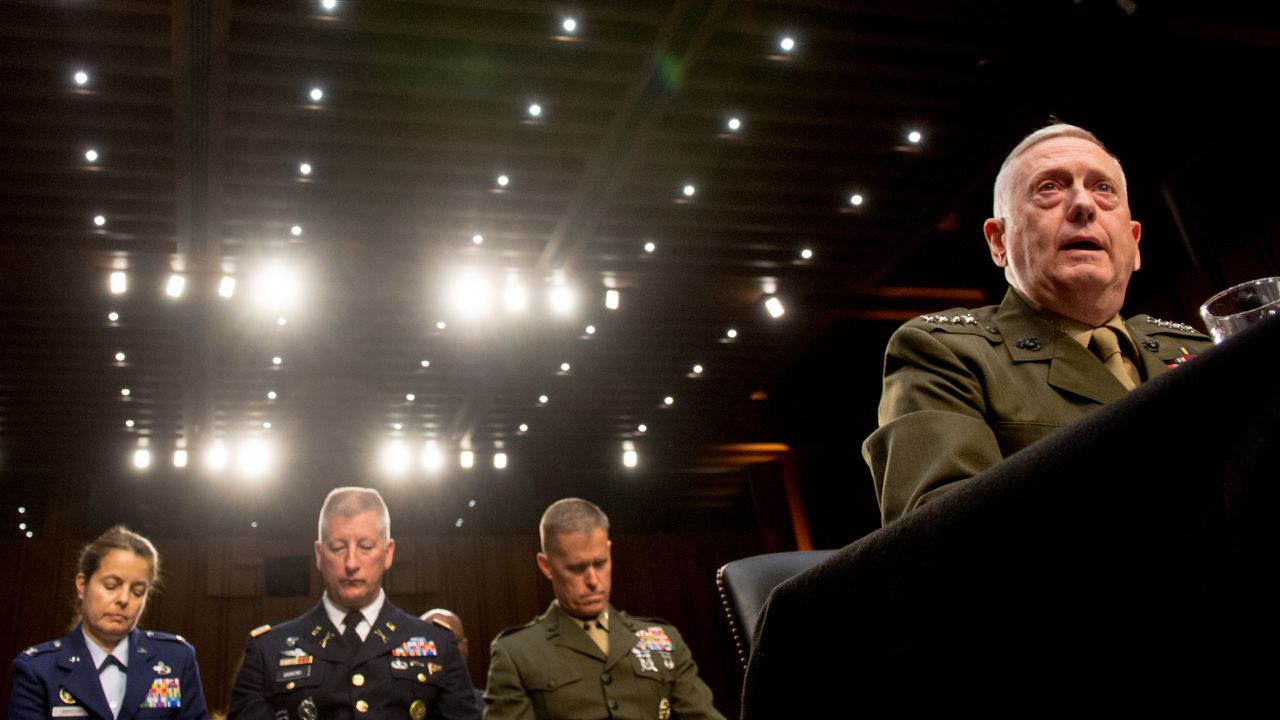 Gen. James N. Mattis testifies before the Senate Armed Services Committee, Tuesday.