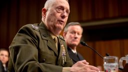 Commander of the US Central Command Gen. James N. Mattis testifies before the Senate Armed Services Committee for a review of the defense authorization request for fiscal year 2014 and the future years of the defense program on Capitol Hill, Washington, DC, Tuesday, March 5, 2013.