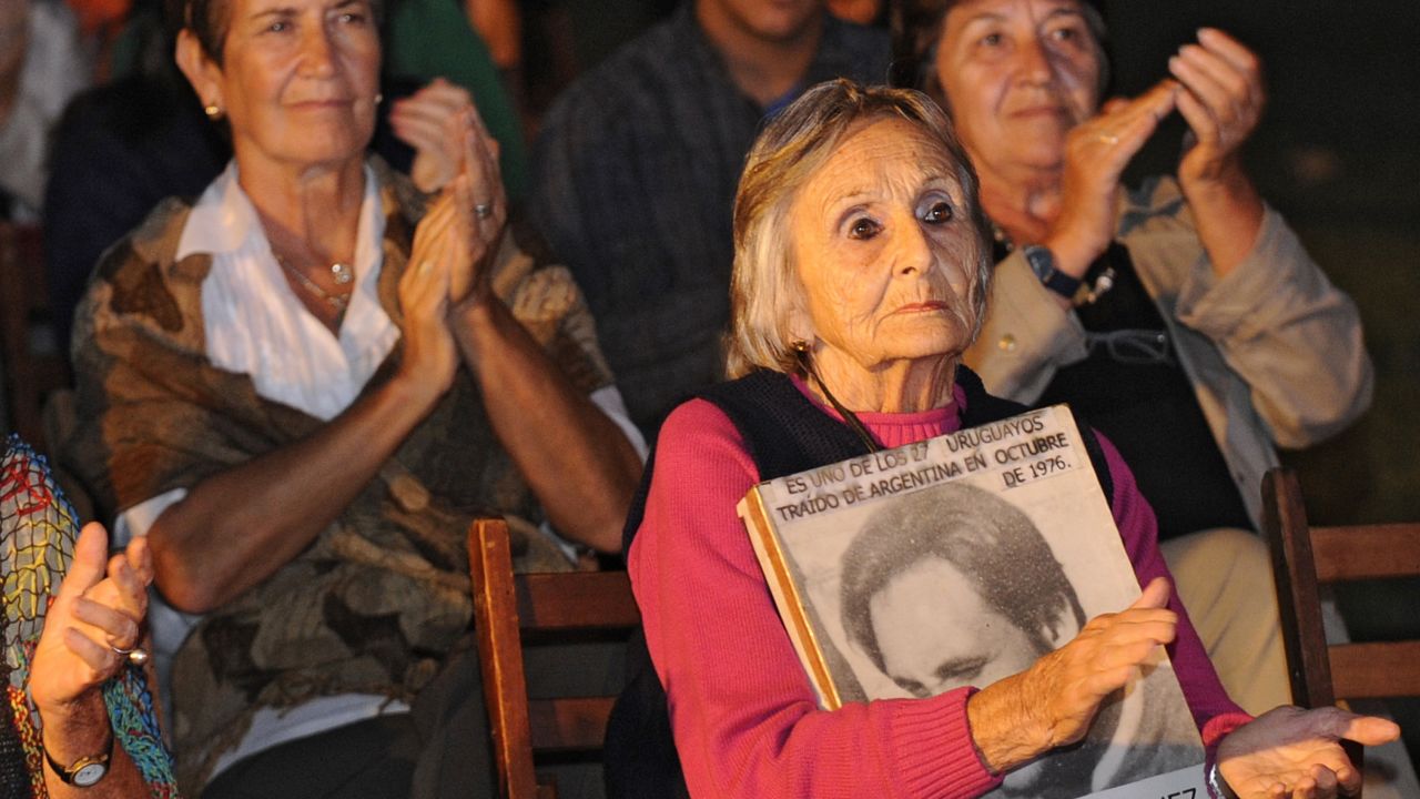 Relatives of victims during South American military regimes hear trial ruling at Argentine embassy, Montevideo, March 31, 2011.