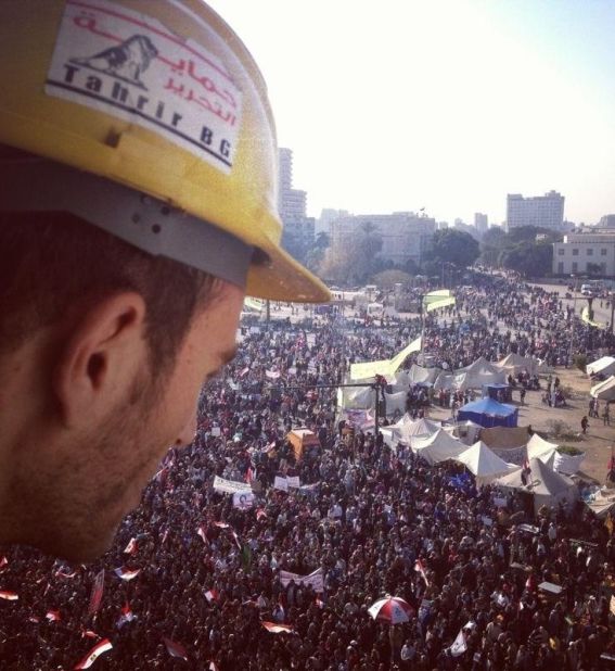 The view on the crowds in Tahrir. Attacks typically occur during mass demonstrations after nightfall.