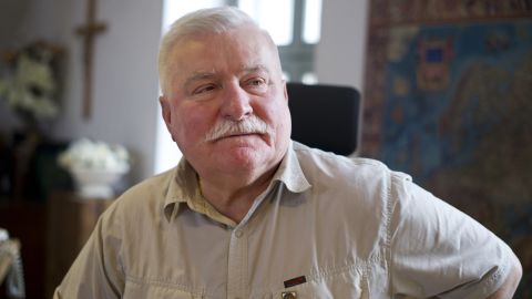 Former Polish President and Nobel Peace Laureate Lech Walesa listens while speaking with journalists at his office on June 20, 2012 in Gdansk, Poland. 
