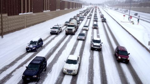 Motorists make their way on Interstate 35W into downtown Minneapolis on Tuesday, March 5.