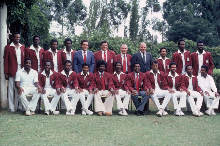 A photograph of the West Indian players during the first "rebel tour" in Johannesburg in February 1983.
