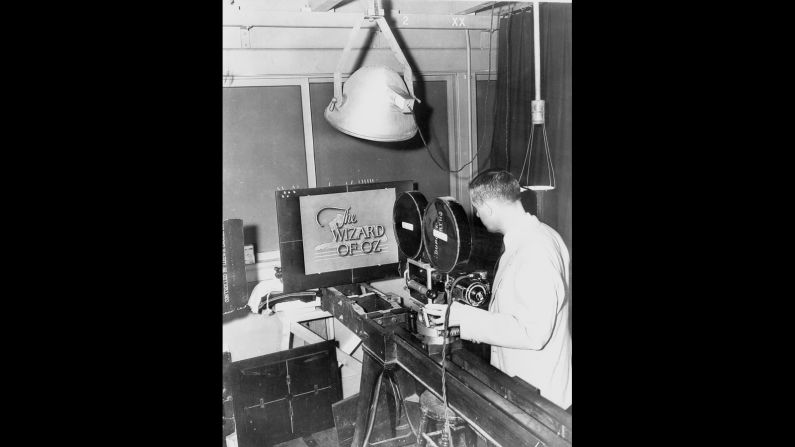 A technician photographs an opening title concept for "The Wizard of Oz" that was not used.