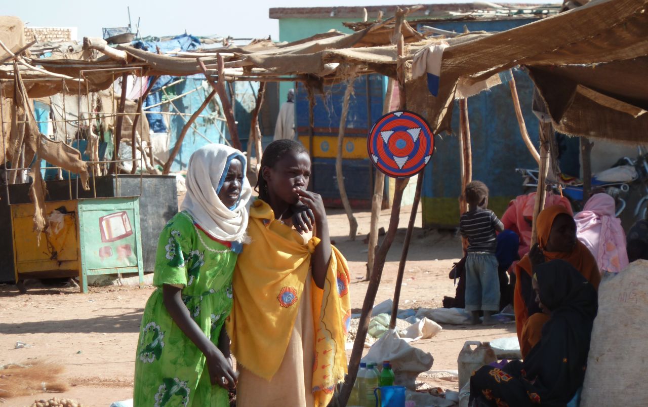 The Darfur conflict began in 2003. The U.N. estimates that by 2008, 300,000 people had been killed, and more than 3 million displaced.<br />Pictured, two girls in the Abushouk camp for internally displaced persons, in North Darfur, in January 2012.