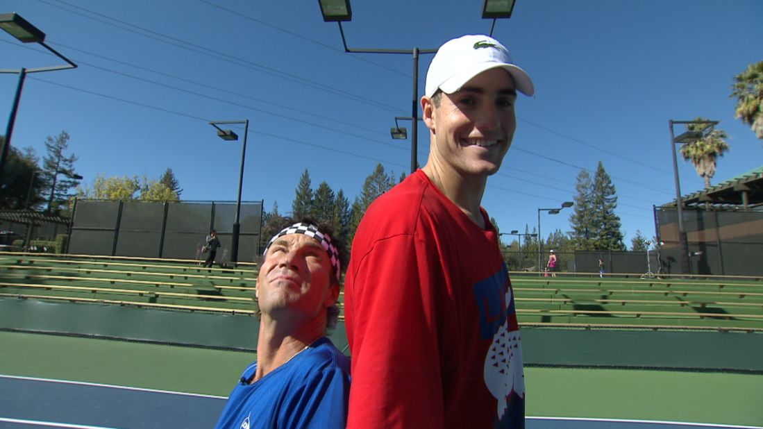 Isner's main weapon is his powerful serve helped by his towering height of 6ft 9ins, aptly demonstrated here by CNN Open Court host Pat Cash. To date he has won five singles titles on the ATP Tour but he's hoping success in some of the major tournaments will eclipse the "marathon match" that he's best known for.