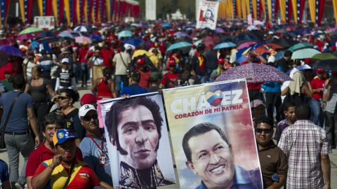 Venezuelans line up to pay their last respects to the late President Hugo Chavez in Caracas on Thursday.
