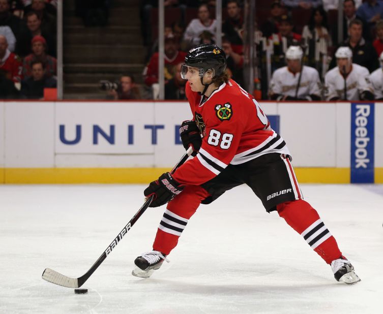 No. 88 Patrick Kane of the Chicago Blackhawks began playing with the team in 2007.