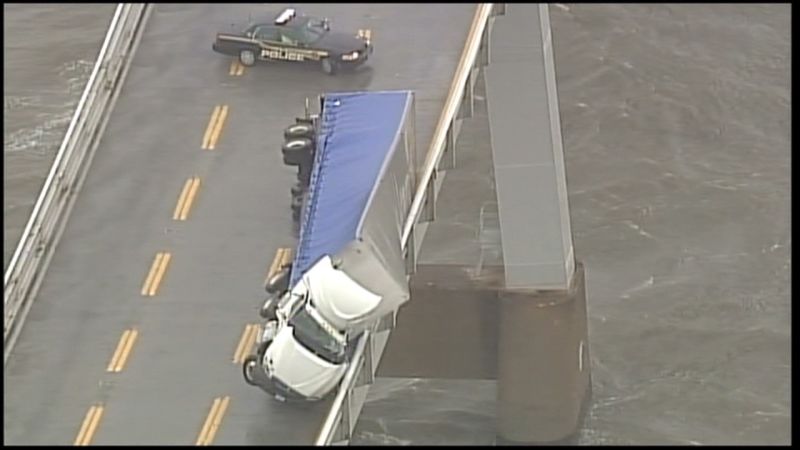 Truck Dangles Off Bridge Cnn