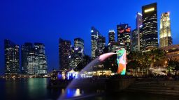 A general view of the Merlion and the central business district skyline on March 28, 2012 in Singapore.