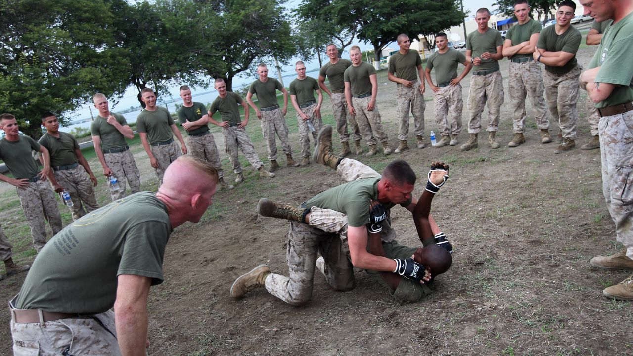 US Marines join in martial-arts training in September 2010. 