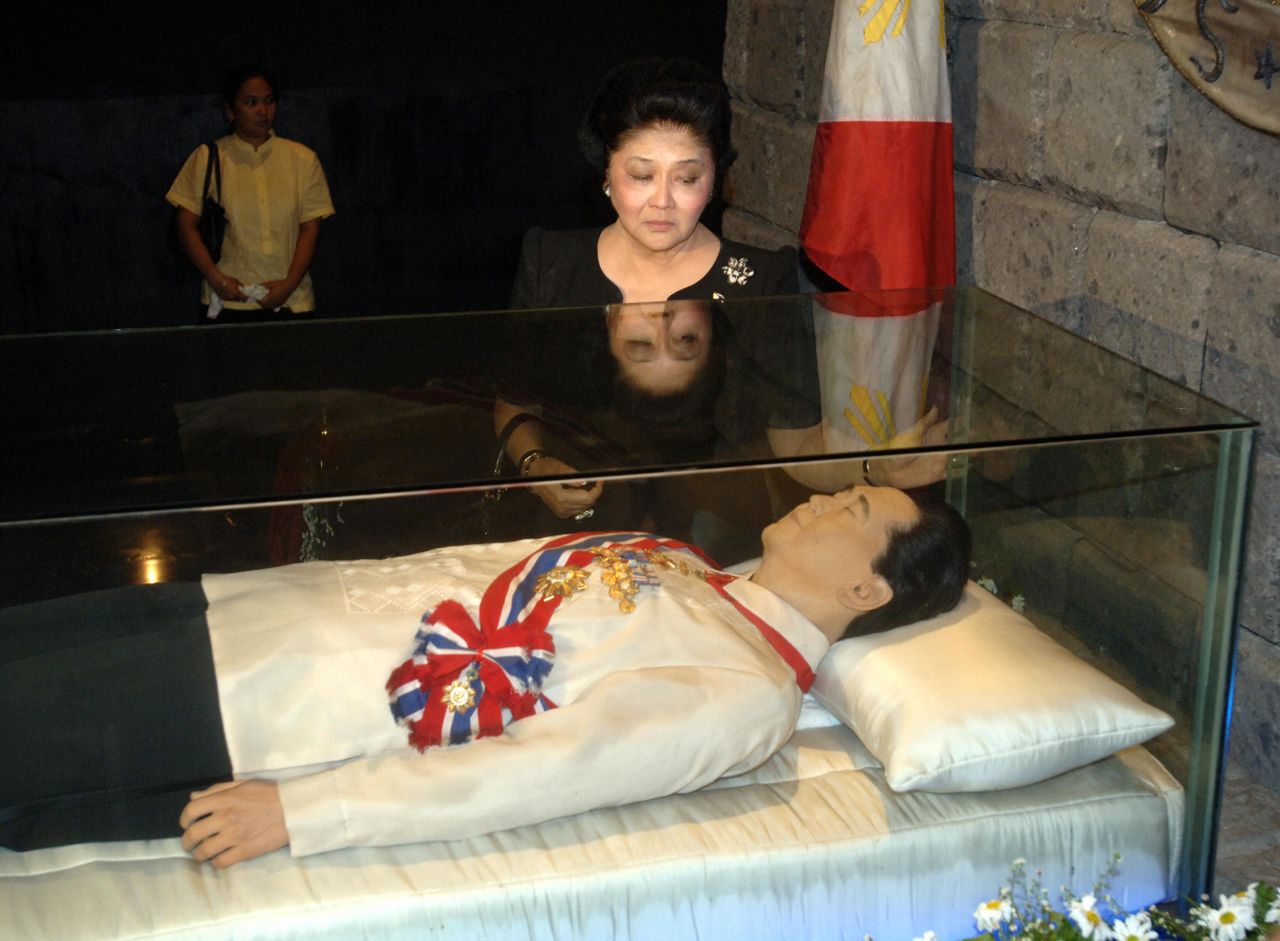 A glass enclosure holds the body of the late Philippines President Ferdinand Marcos in 2005 in Batac, Ilocos norte, Philippines. The late president's widow Imelda Marcos ordered the body of her husband preserved and put on exhibit in a mausoleum.