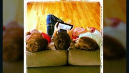 Amy Thornton from Crozet, Virginia, woke at eight in the morning and found her three young children huddled together on the living room couch, playing with their Kindle. "A snow day is like this little stolen moment. Stolen from routine and rat-race," she said. "The highlight was getting to all play together, making memories."