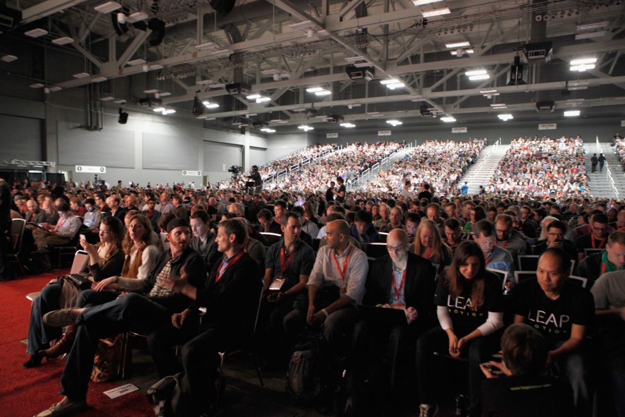 A capacity crowd fills the Austin Convention Center for the Elon Musk Keynote on March 9.