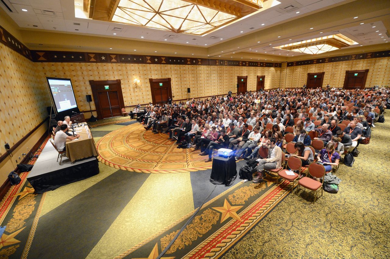 Attendees listen intently during the "David Over Goliath" panel on March 9.