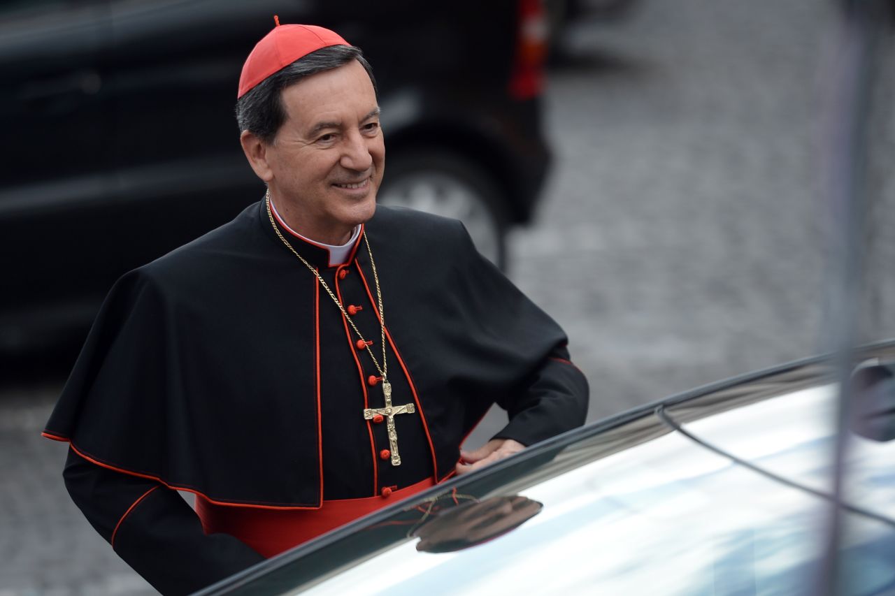 Cardinal Ruben Salazar Gomez of Colombia arrives for a meeting on March 9.