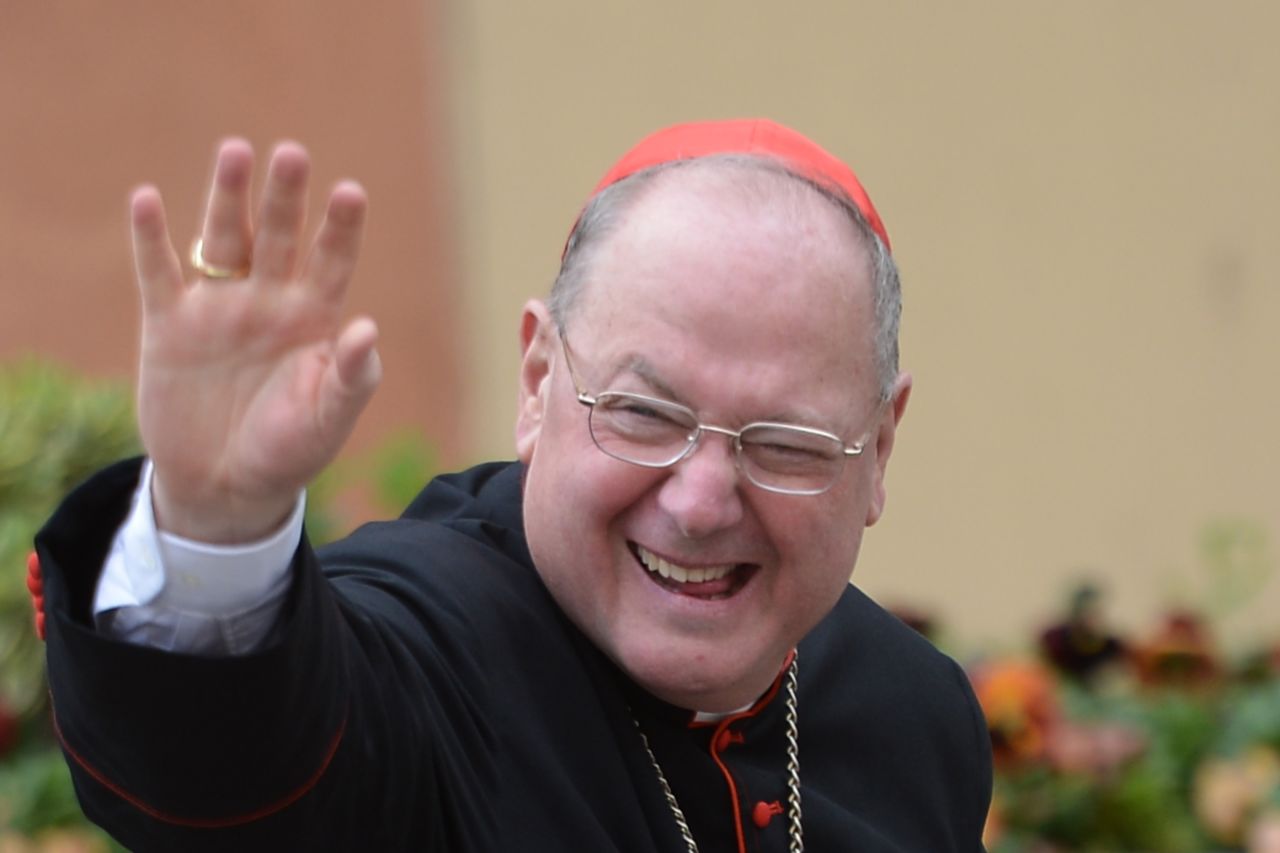 Cardinal Timothy Michael Dolan of the United States arrives for a meeting on March 9.