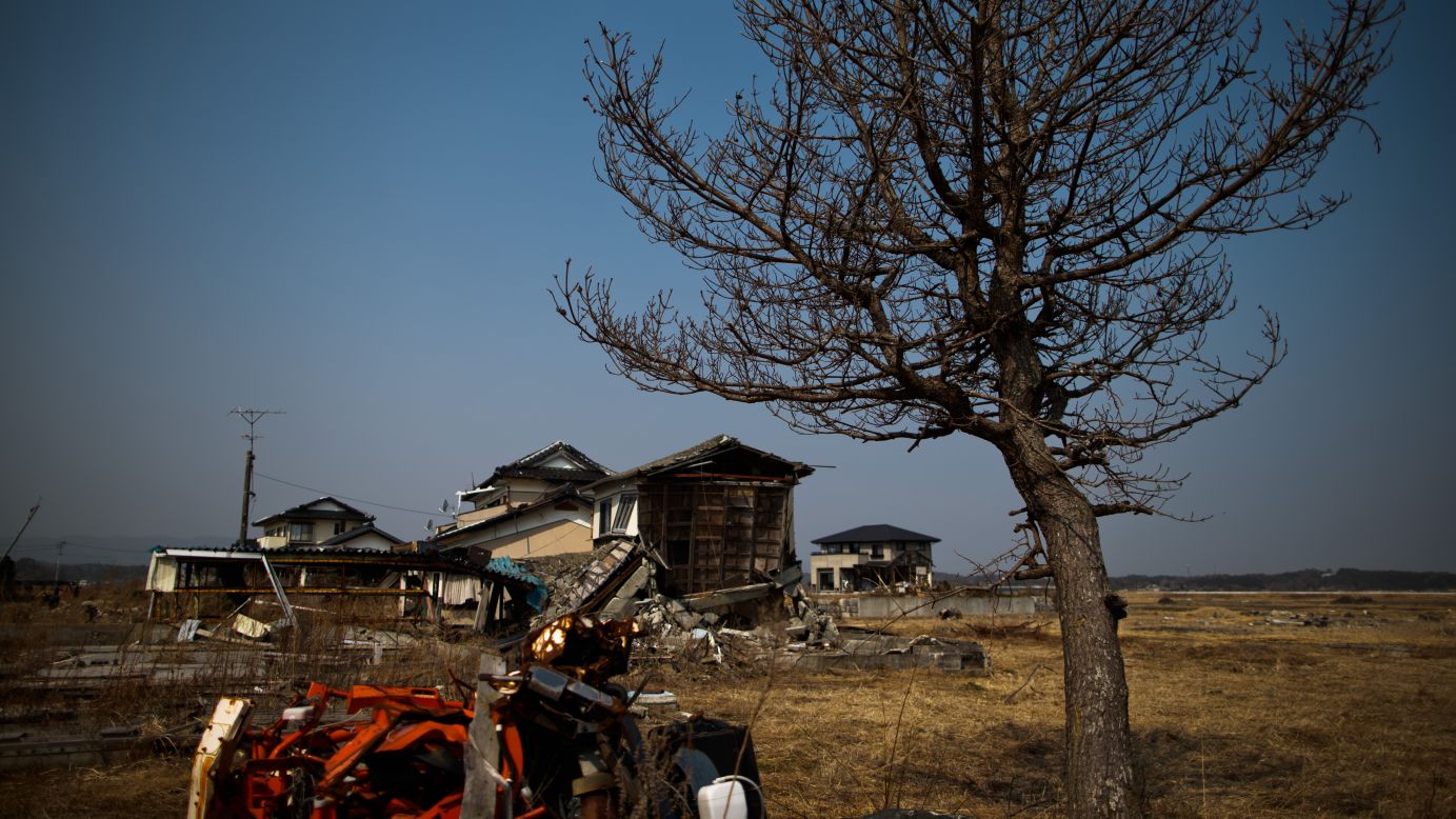 A devastated area stands still Sunday in Odaka, a hard-hit city within the former exclusion zone set up after the Fukushima Daiichi facility had released radiation.