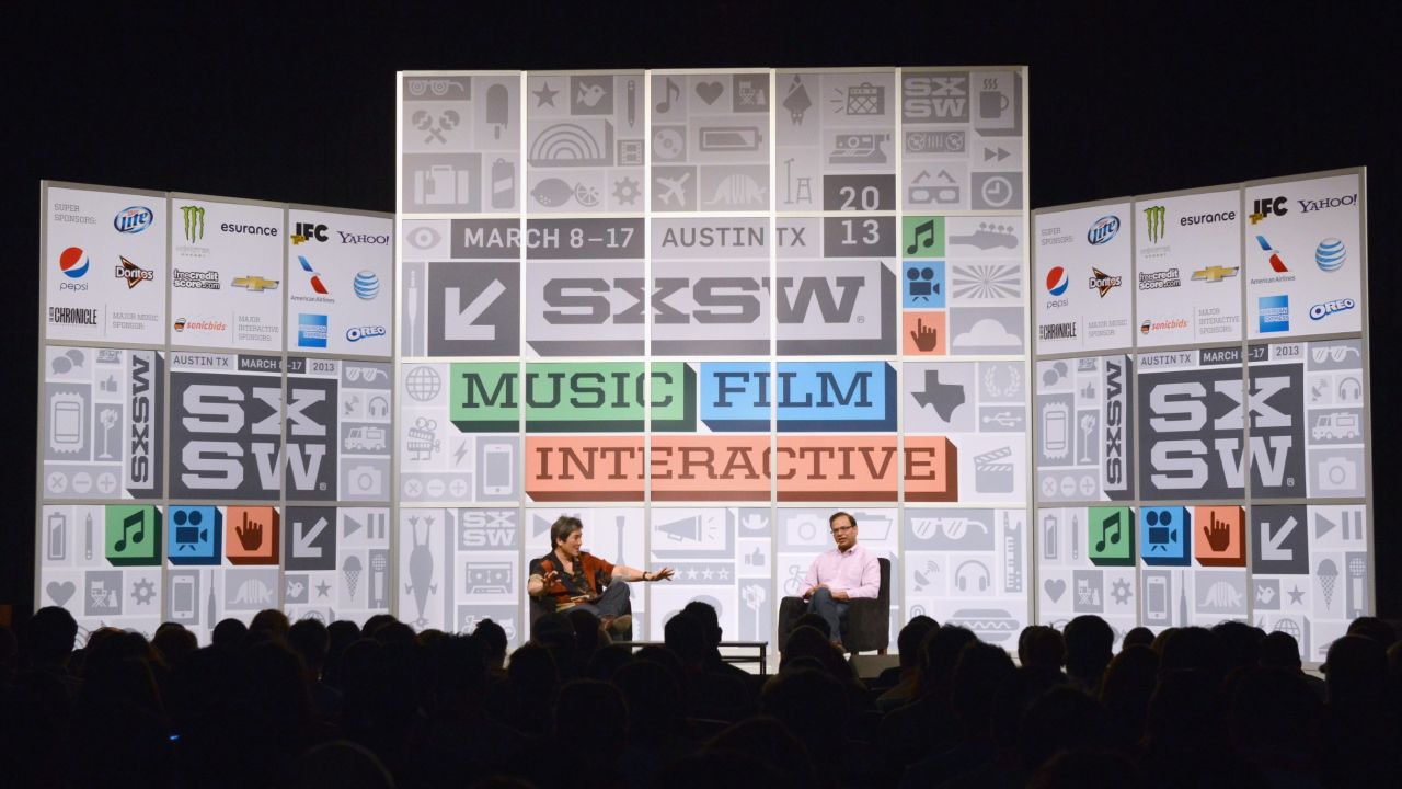 Venture capitalist Guy Kawasaki, left, and Amit Singhal of Google speak onstage at the Andy Rubin conversation with Guy Kawasaki on March 10.