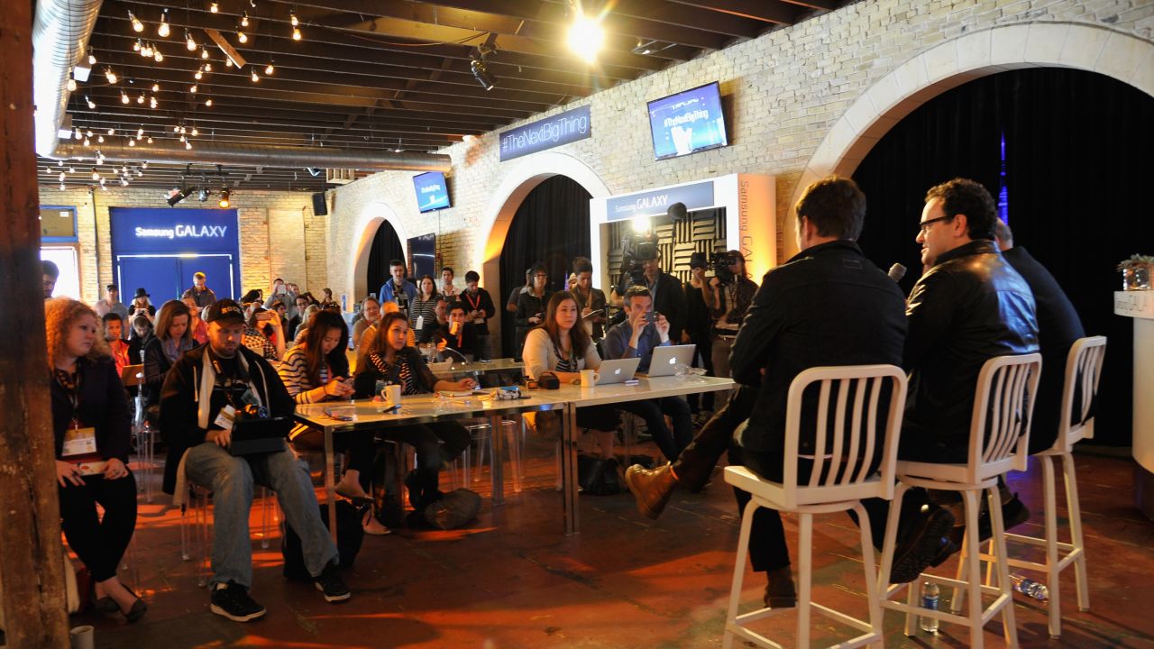 People attend a Samsung Galaxy event featuring "Arrested Development" creator Mitch Hurwitz and actors Will Arnett and Jeffrey Tambor on March 10.