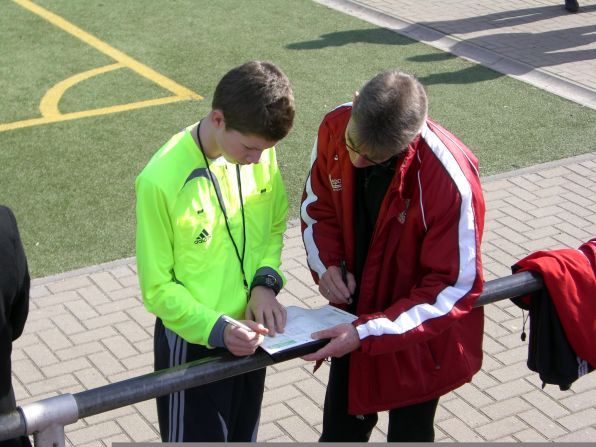 Max Klein, left, is a young, up-and-coming referee in Germany. The 18-year-old thinks the only way clubs and fans will truly change their conduct is if they are hit with heavy fines.