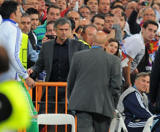 Real Madrid coach Jose Mourinho named Ovrebo and a number of his colleagues in a list of referees he considered to be sympathetic towards Barcelona. "I can't say what I feel. I only leave one question. Why?" said Mourinho after a 2011 Champions League semifinal loss to Barca. "Why? Ovrebo, (Massimo) Busacca, (Anders) Frisk, (Wolfgang) Stark, (Frank) De Bleeckere. <br /><br />"Why to all these people. Each semifinal always brings the same. We're talking about a fantastic football team. So why?
