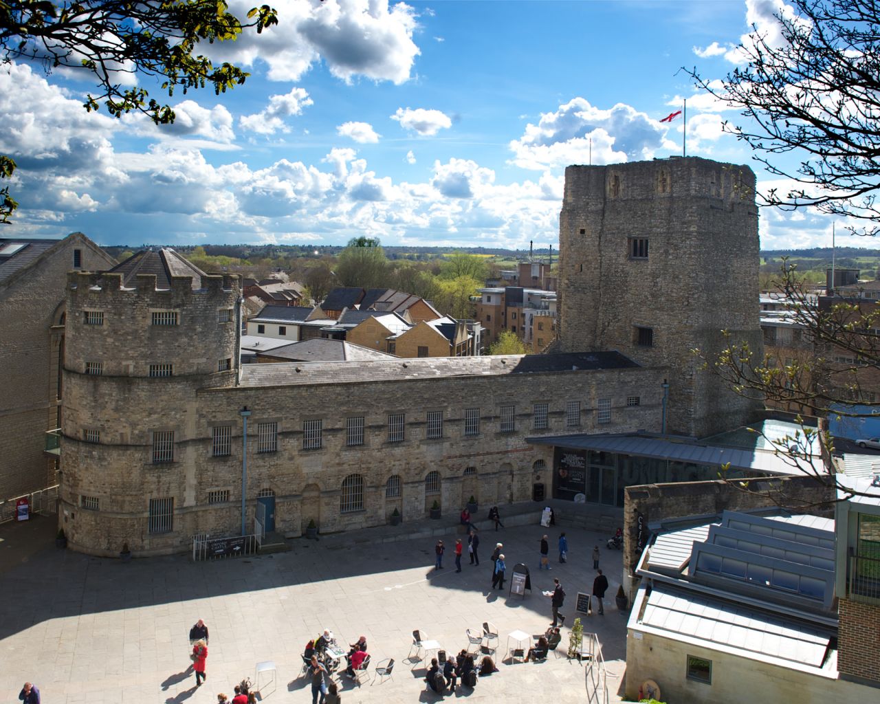 Oxford Castle and the Saxon St. George's Tower.
