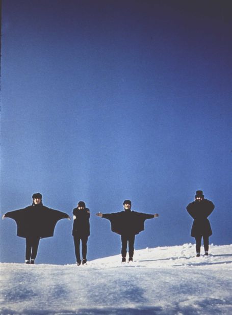 Freeman designed the cover of "Help!", the Beatles' fifth album, by getting the band to stand with their arms in different positions as though spelling out a word in flag semaphore. This is an outtake taken during the album cover shoot in 1965.