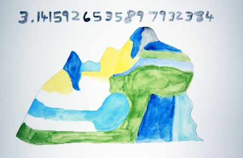 March 14 is Pi Day, 3-14! Daniel Tammet painted this picture of how he sees the first 20 digits of pi. He set the European record for memorizing and reciting digits in 2004.