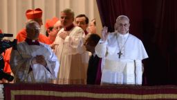 Pope Francis, the Argentinian Cardinal Jorge Mario Bergoglio, appears on the St. Peter's Basilica's balcony after being elected the 266th pope of the Roman Catholic Church on Wednesday, March 13, at the Vatican.