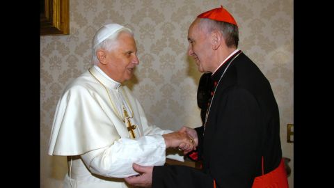 Pope Benedict XVI meets Bergoglio at the Vatican in January 2007.