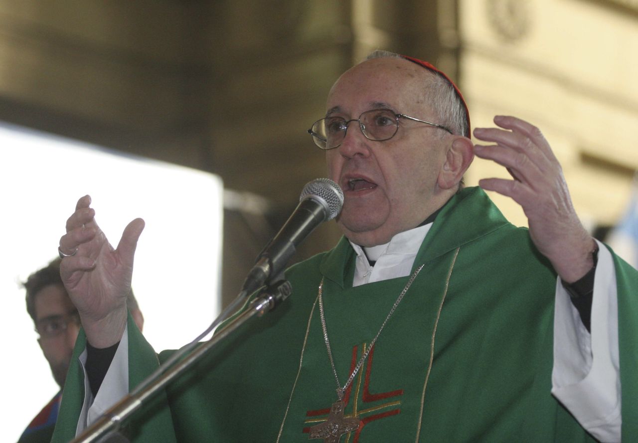 During a Mass against trafficking in July 12, 2010, in Buenos Aires, Bergoglio speaks.