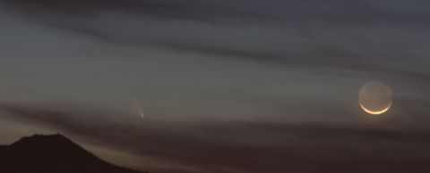 Brian McMahon began snapping photos after sunset in Richmond, California, pointing his camera toward Mount Tamalpais. McMahon said the comet appeared in the photos 30 minutes after sunset.