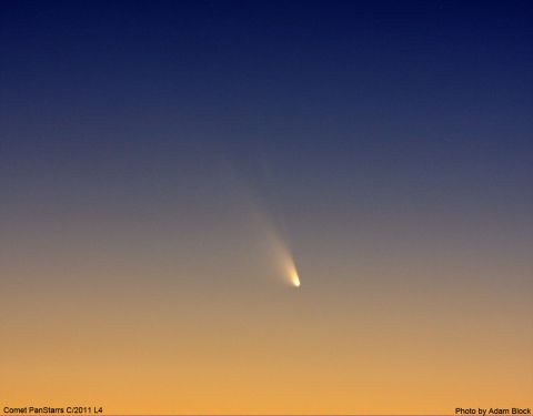 Block zoomed in on the comet to show structure in the comet's tail as it shone in the sky.