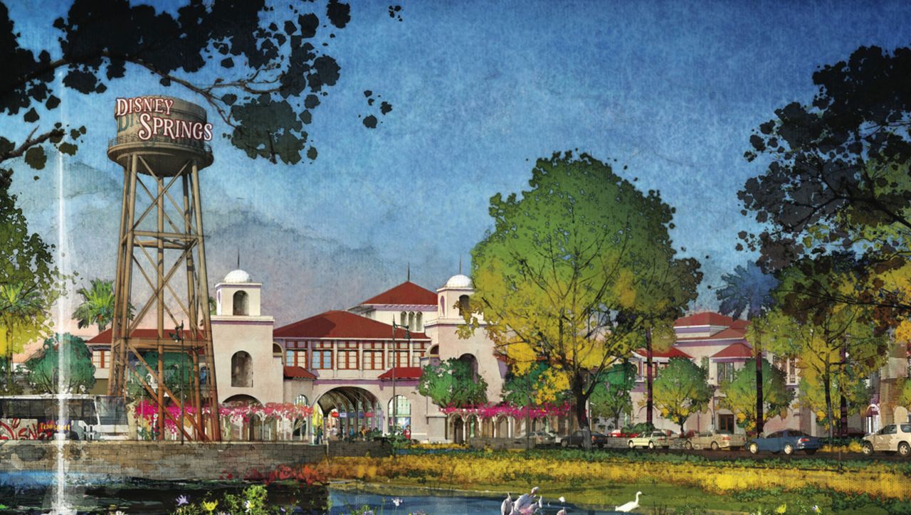 Walt Disney World Resort in Florida is transforming Downtown Disney into a new complex called Disney Springs, shown in these renderings.