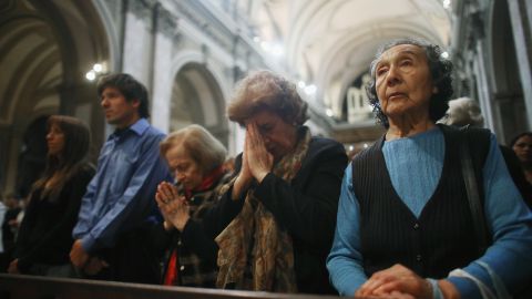 Argentines attend Mass at the Metropolitan Cathedral in Buenos Aires the day after Pope Francis was selected.