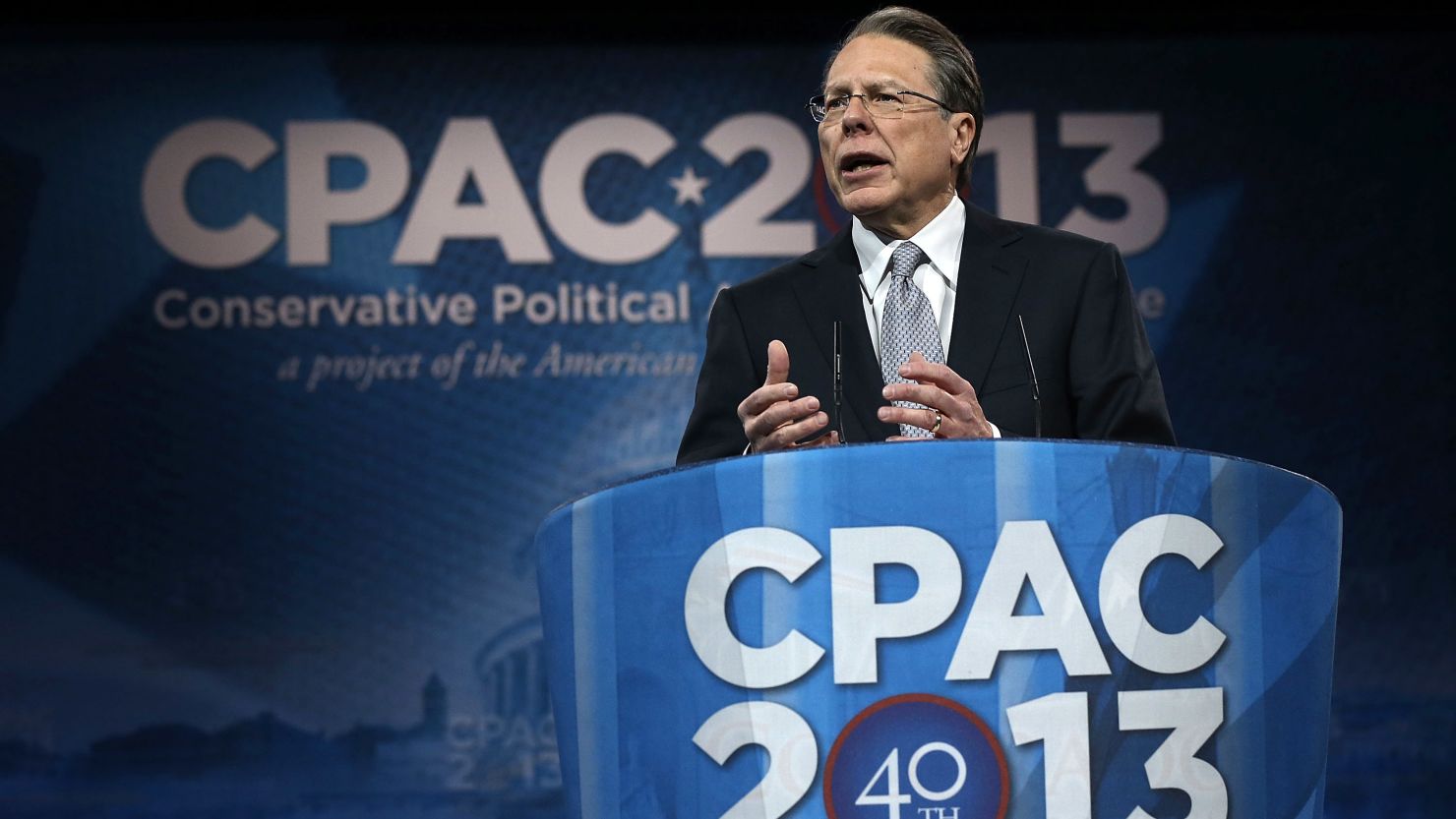 Wayne LaPierre, the executive vice president of the National Rifle Association, delivers remarks during the Conservative Political Action Conference.