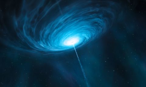 Quasars get their energy from the massive amounts of matter being crushed by the black hole in their center.