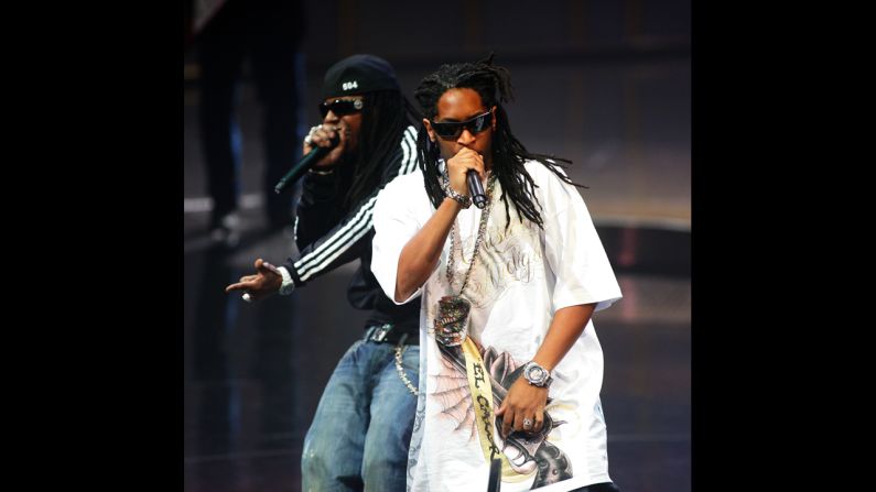 Rappers Lil Wayne, left, and Lil Jon perform during the seventh annual BMI Urban Awards held at the New York-New York Hotel and Casino on September 7, 2007, in Las Vegas.