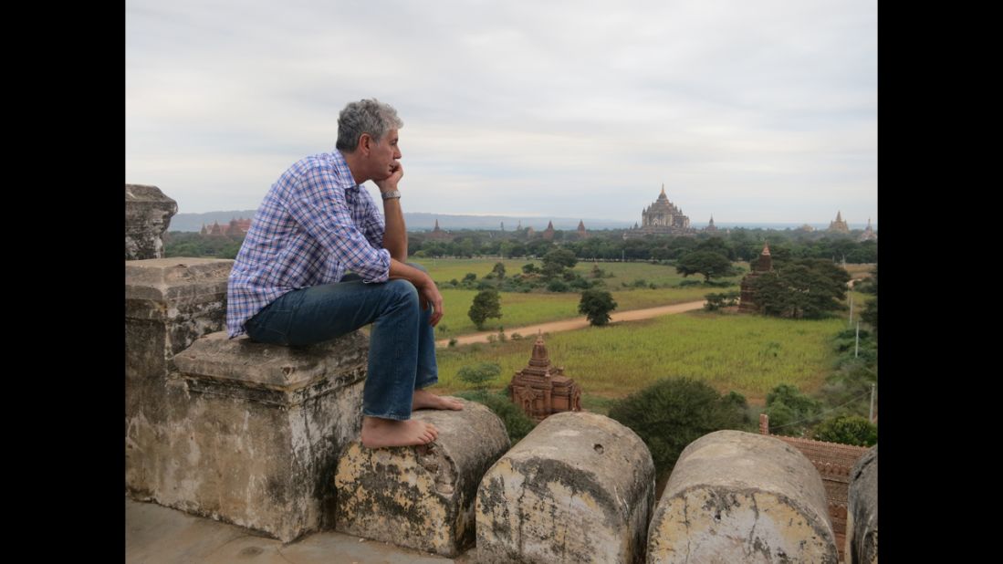 Anthony Bourdain visits the Shwesandaw Pagoda in Old Bagan.  