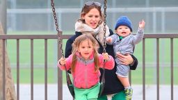 Ben Affleck and Jennifer Garner take the kids Violet, Seraphina and Samuel to the park in Pacific Palisades sunday March 17, 2013 X17online.com