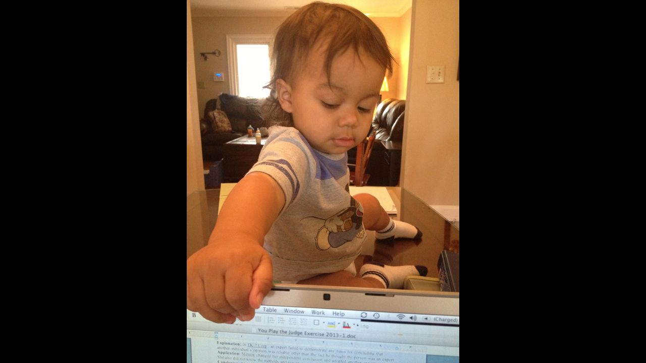 My son lets me know when it is time for a break -- usually by climbing on the table and closing my computer.