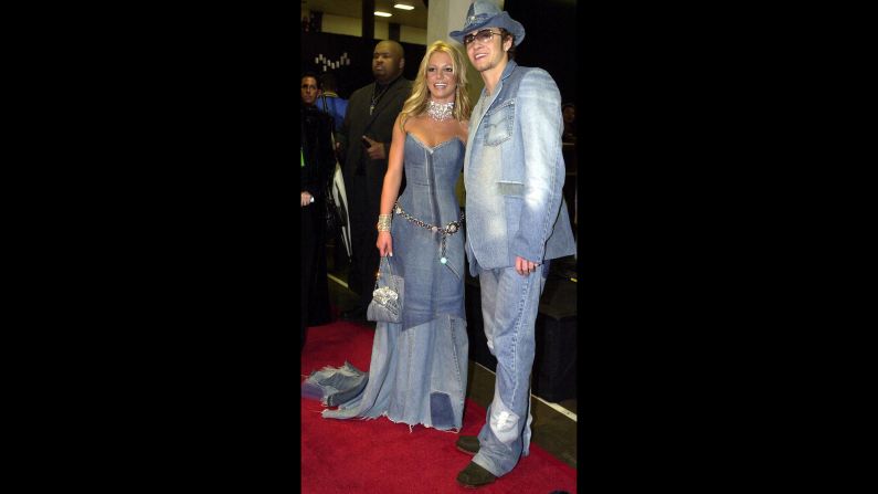 Timberlake and singer Britney Spears dated from 1999 to 2002. Here, they attend the American Music Awards in 2001.