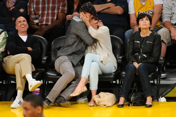 Timberlake and Biel smooch for the cameras at a basketball game in 2012. Despite remaining mum on the topic, the pair reportedly got engaged in December 2011. In October 2012, they were married in an intimate ceremony in Italy.